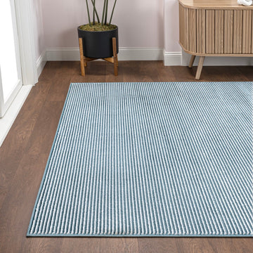 Cole Modern Minimalist Pinstripe High-low Area Rug